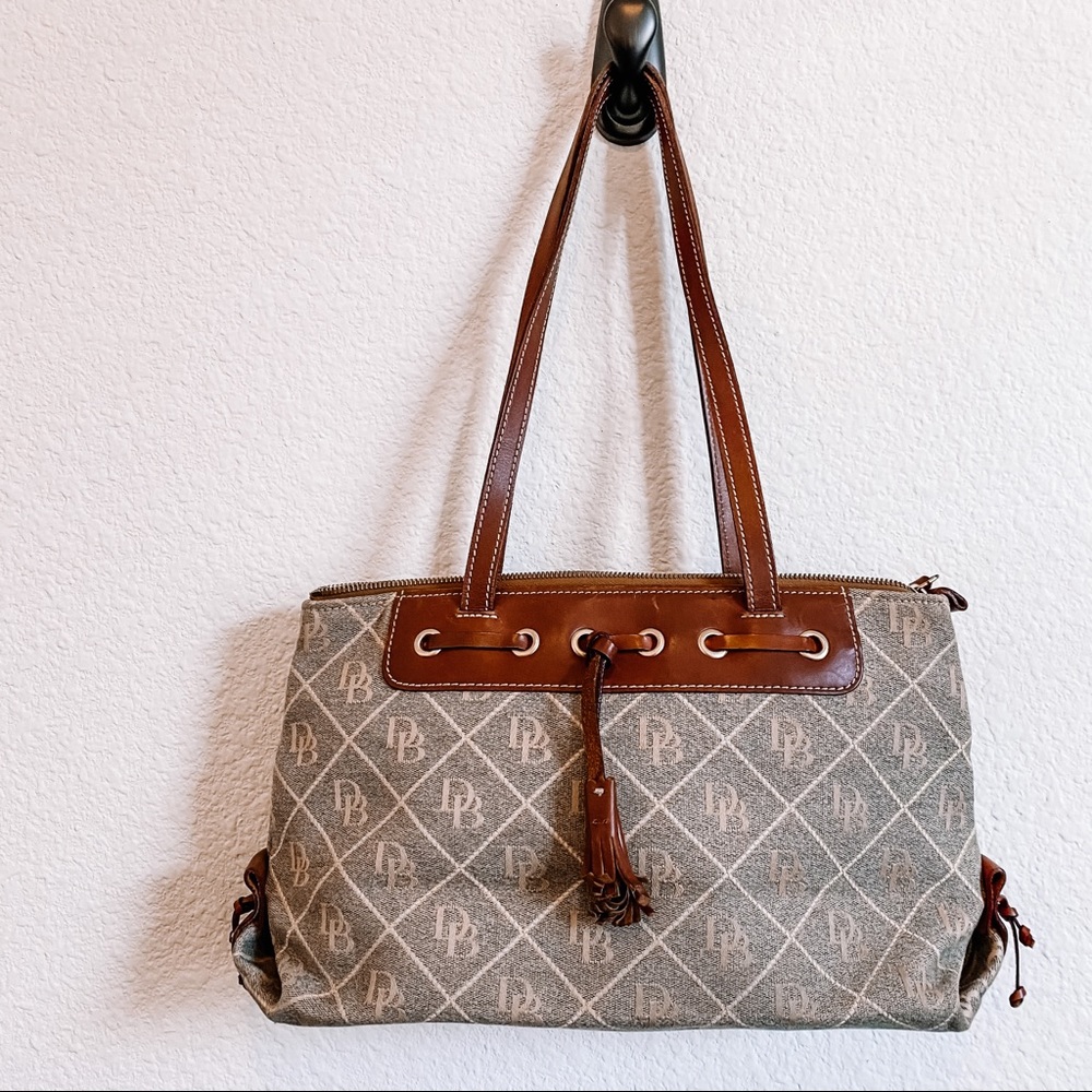 Vintage Dooney & Bourke cloth + leather bag